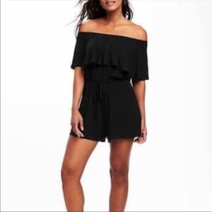Off the shoulder black romper XL